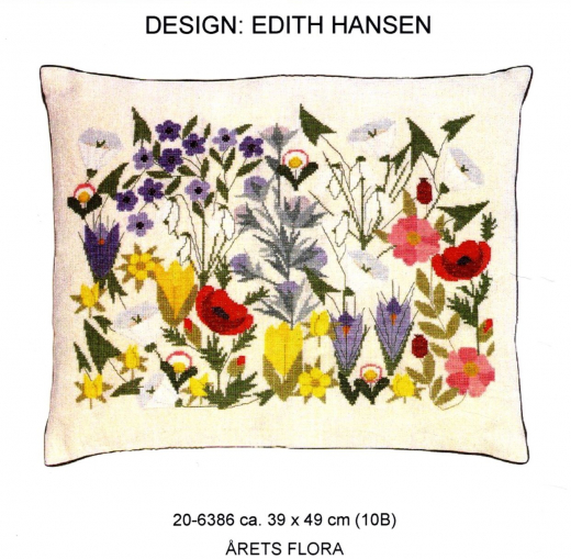 Haandarbejdets Fremme Kissen  Arets flora , Design E.Hansen