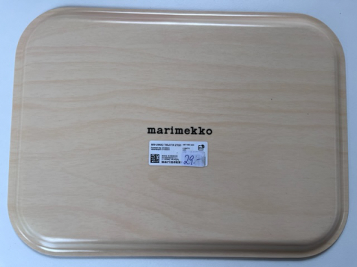 marimekko Tablett, plywood, Mini Unikko schwarz-weiß, 27 x 20cm