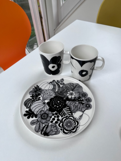 marimekko Becher 2-er Set  Unikko, schwarz-weiß