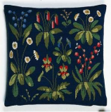 Kissen Blumen auf blauem Grund