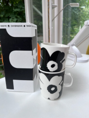 marimekko Becher 2-er Set  Unikko, schwarz-weiß